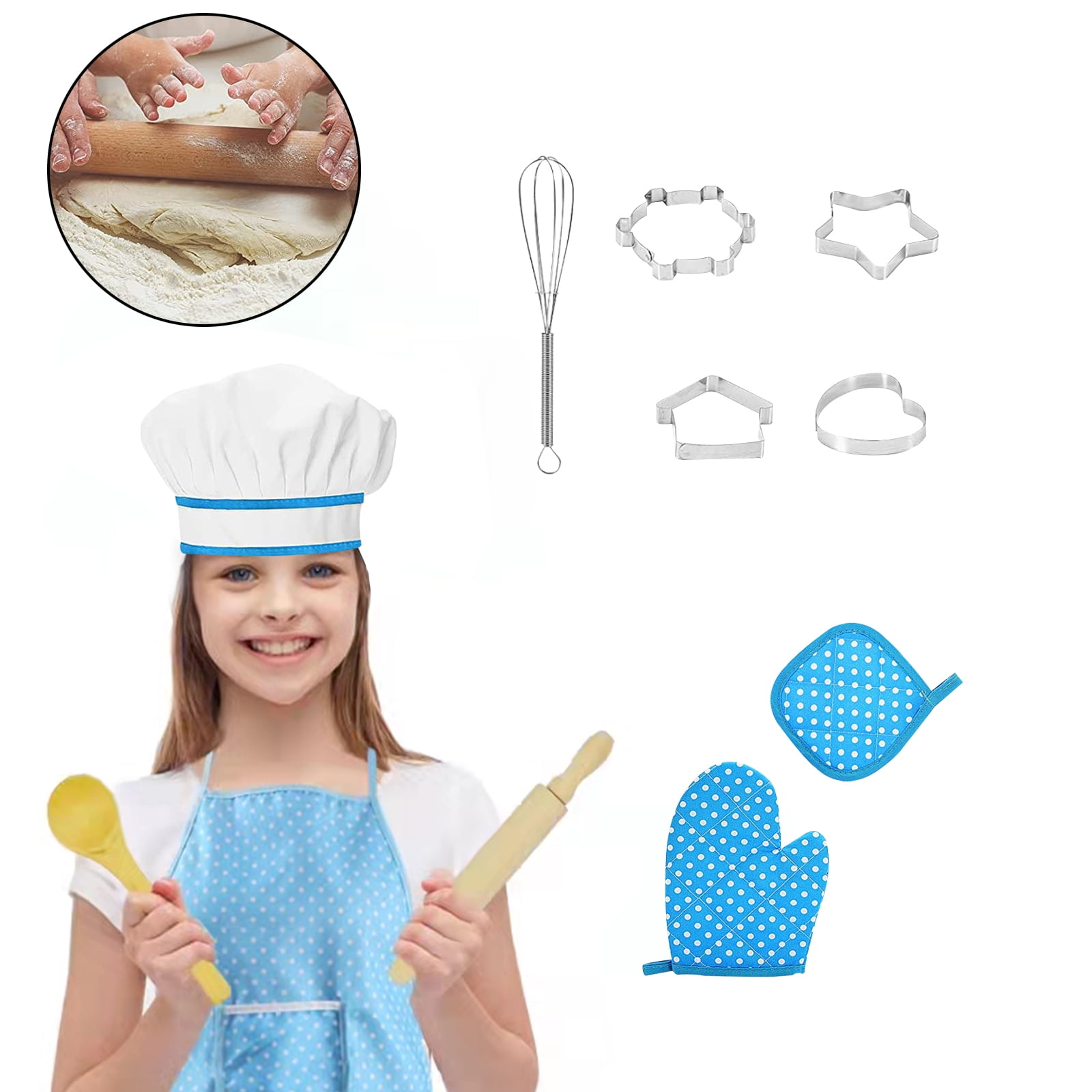 BOYS BLUE SPIDERMAN COOKING APRON AND CHEFS HAT GIFT SET SIZE AGE 3-8 YEARS 