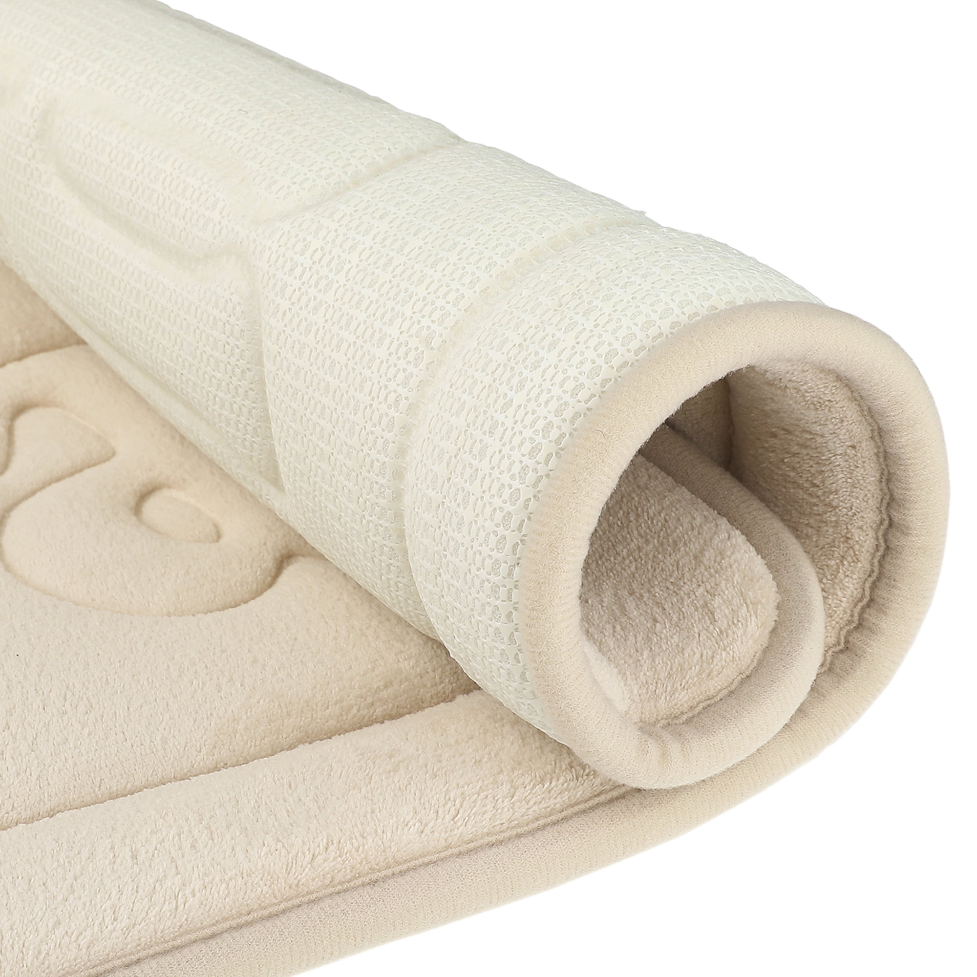 Unique Bargains 2 Pcs Bath Mat Non Skid Bottom Bath Rugs Khaki/Light Grey 20" x 32"