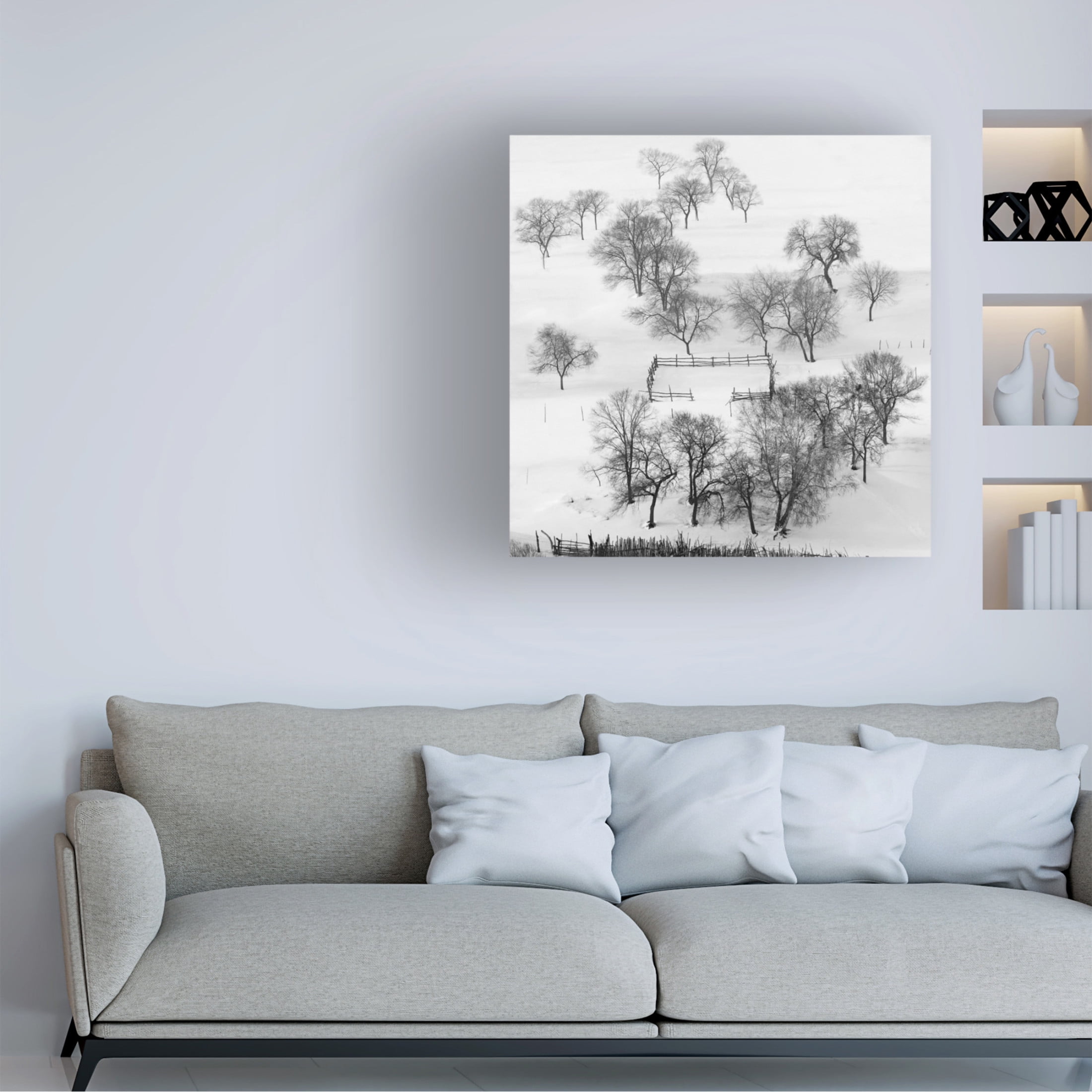 Canvas Wall Art - Shu-Guang Yang 'Black And White World, Quietly Waiting ' Wall Art for Living Room, Bedroom, or Office D?cor by Trademark Fine Art - 24 x 24 Inches