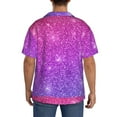 thumbnail image 5 of Sigee Pink Purple Glitter Print Men's Shirts Casual Button Down Short Sleeve Summer Beach Shirt Hawaiian Vacation Shirts Tee Shirt-Medium, 5 of 7