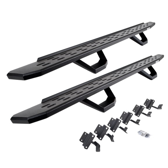 Go Rhino 6961558720PC RB30 Running Boards with Mounting Brackets, 2 Pairs Drop Steps Kit For 15-24 F-150, F-250 Super Duty, F-350 Super Duty (Crew Cab Pickup - Leaf)