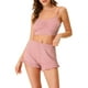 thumbnail image 1 of Conjunto de pijama para mujer INSPIRE CHIC, camiseta de tirantes ajustada de punto con pantalones cortos, 2 piezas, ropa de casa, gris claro y rosa, 1 of 5