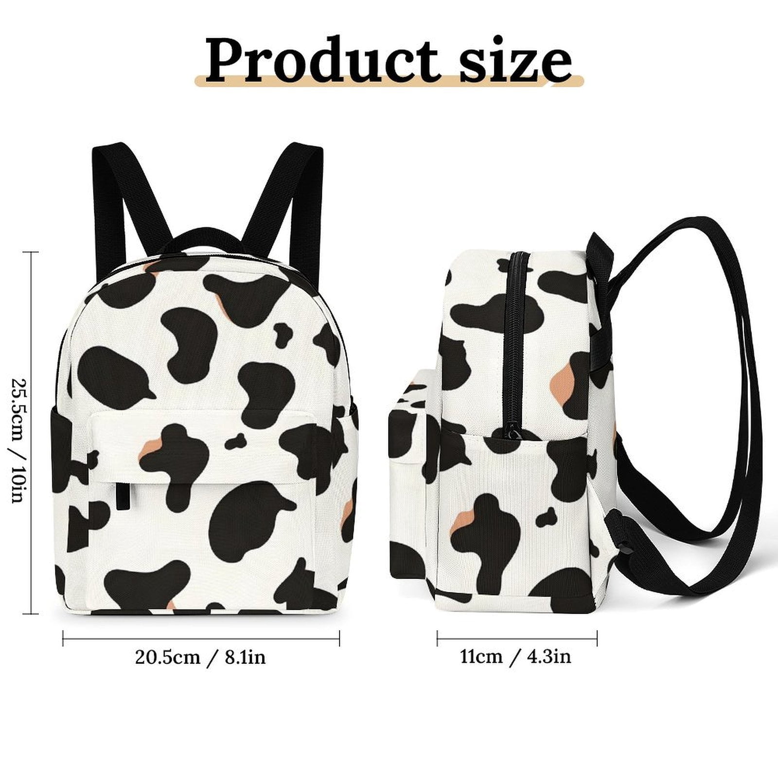 8.1×10in Casual Women'S Backpack With Anti-Contraction And Stretch For Sports Activities Travel Picnics Simple Cow Print Pattern1_1