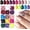 J-Short Oval, variant on 360 count Round Square Press Nails Short Nails, Short Nails Press Square Glue Squoval False Artifical Fingernails 15 Colors Stick Nails for Women Girs