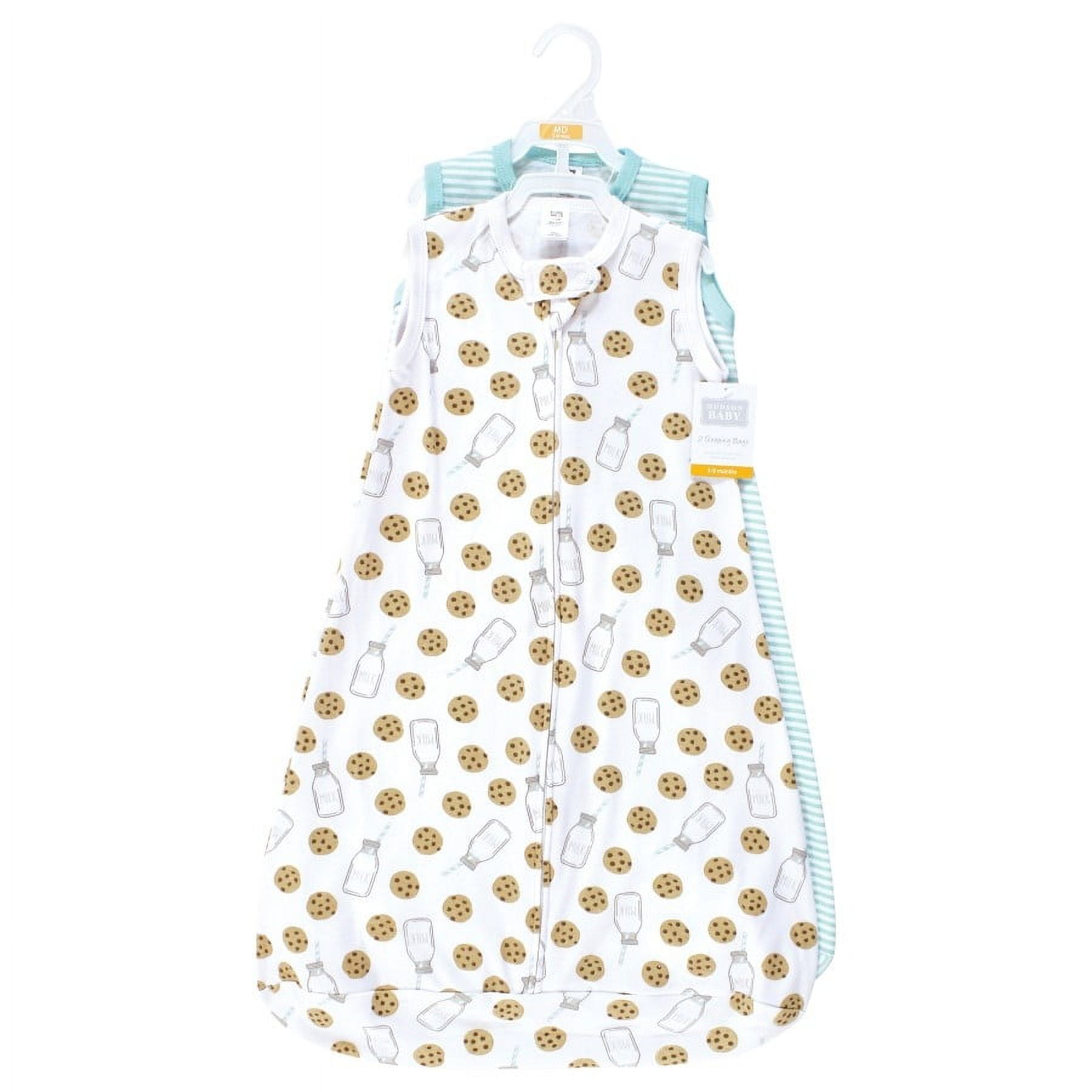 Hudson Baby Cotton Long-Sleeve Wearable Sleeping Bag, Sack, Blanket, Mint Milk Cookies Sleeveless, 0-3 Months