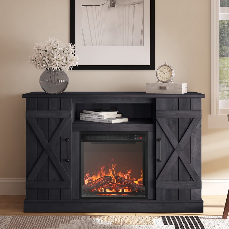 BELLEZE 47 TV Stand with 18 Electric Fireplace, Barn Door TV Stand for  TVs up to 50, Modern Farmhouse Media Console with Storage Shelf and  Cabinets - Veropeso (Rustic Grey) - Walmart.com