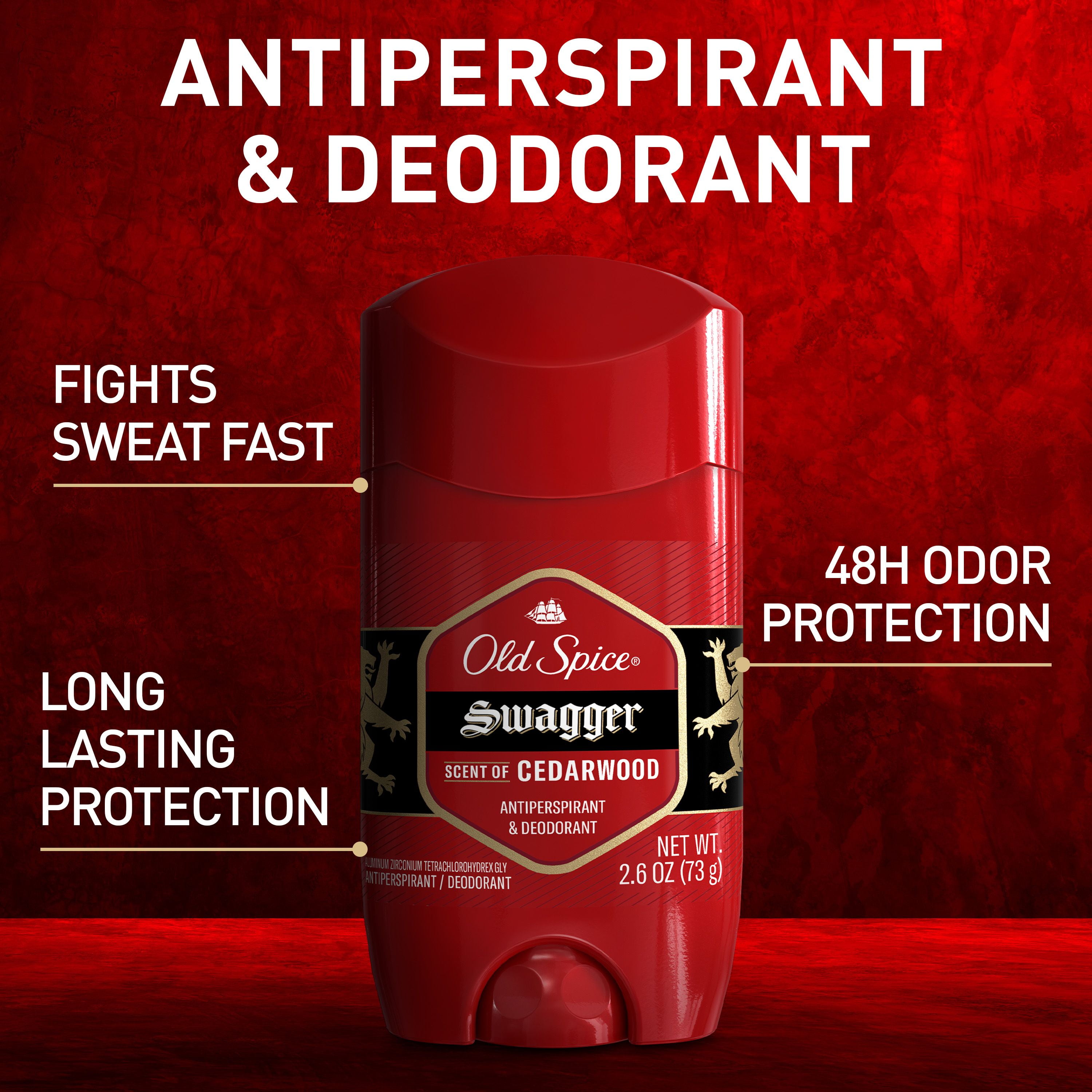 Antisudorifique et désodorisant Old Spice Red Zone Swagger pour hommes 73 g, fanfarons