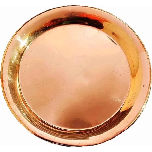 MASSIVE MART Copper Pooja Thali Plate For Pooja Purpose Puja Thali For Home Wedding Gifts Pooja Samagri Thali