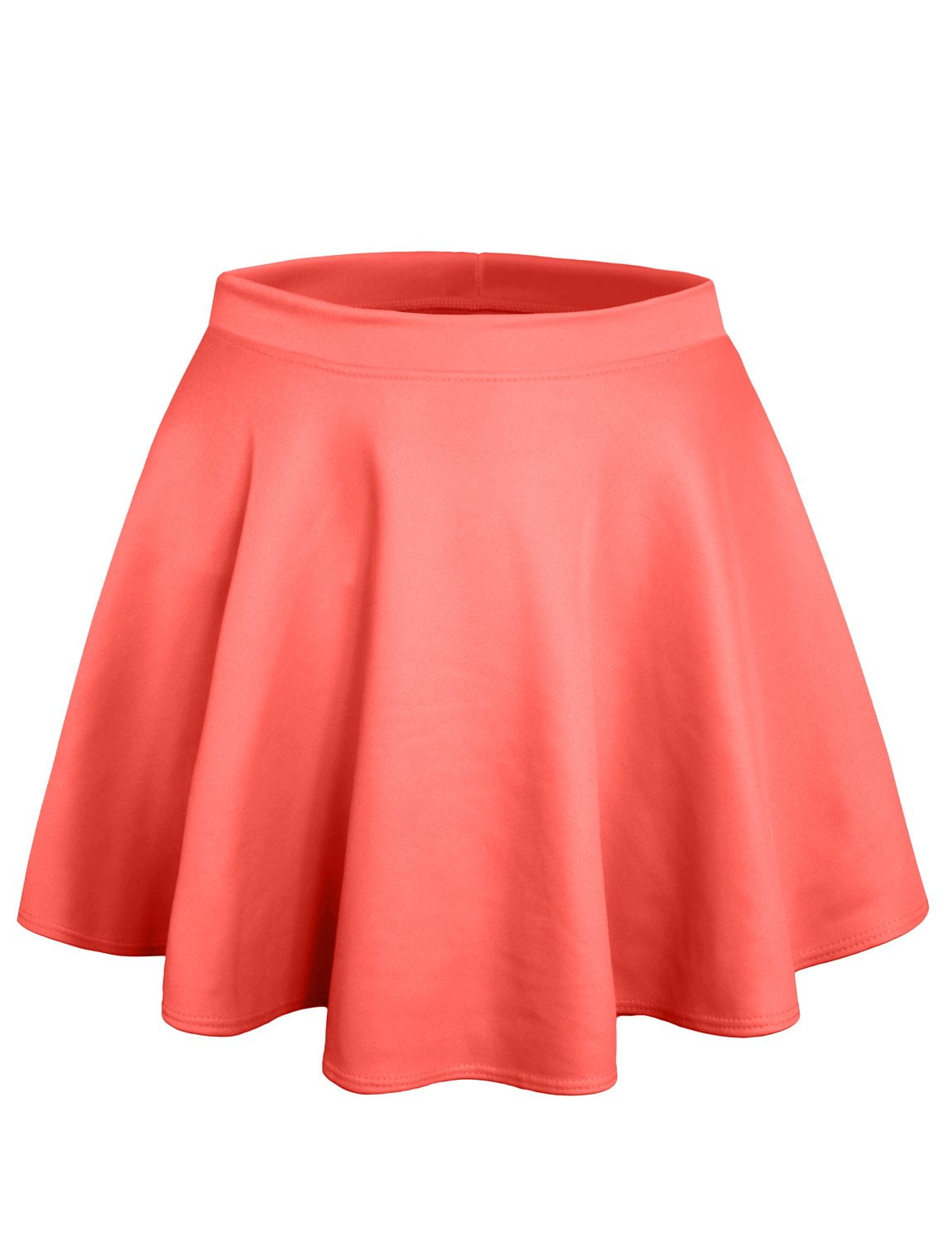 Womens Basic High Waisted Stretch Flared Pleated Plain Mini Skater Skirt NEWSK06 