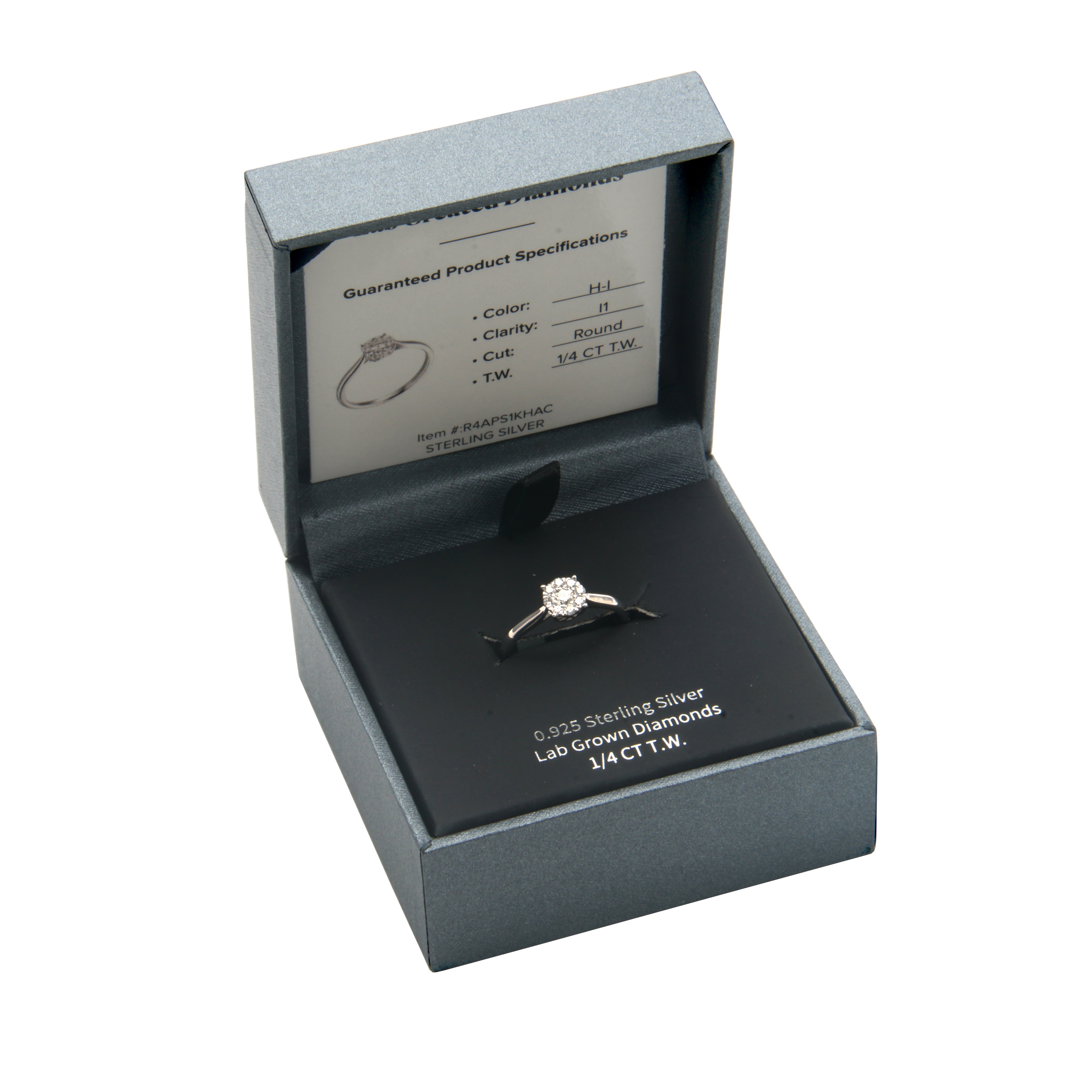 Forever Facets 1/4 CT TW Lab Grown Diamond Ring in Platinum over Sterling Silver, Adult Female