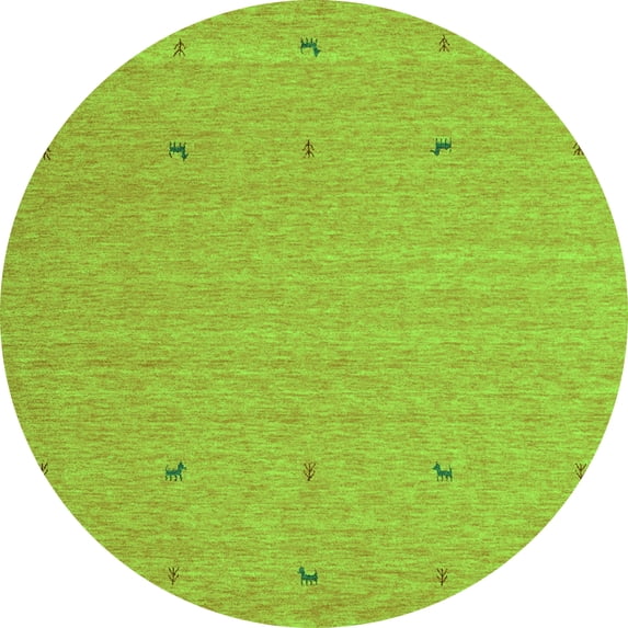 Ahgly Company Indoor Round Abstract Green Contemporary Area Rugs, 4' Round