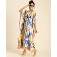 thumbnail image 2 of Printed Viscose Rayon Short Sleeve Kaftan - Round Neck, Relaxed Fit Vacation Wear, 2 of 9