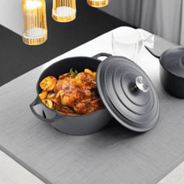 6 Quart Dutch Oven Enameled Cast Iron with Lid - Big Dual Handles - Oven Safe up to 500°F - Classic Round Pot for Versatile Cooking (Matte Black(No Enameled), 6 QT)