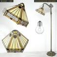 thumbnail image 3 of Tiffany Floor Lamp Mission Hexagon 64" Tall Industrial Pole Vintage Boho Stained Glass Standing Corner Bright Reading LED Light Arched Adjustable-Living Room Kids Bedroom Farmhouse Office WERFACTORY, 3 of 10