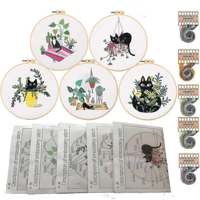 Hand Embroidery Kit for Beginners, 30 Pack Kits Embroidery Kit for Adults Embroidery Kit