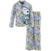 Little Girls White Cartoon Image Print Allover 2 Pc Pajama Set 4-6X