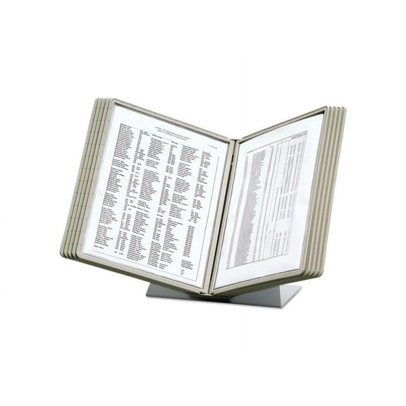 DURABLE Desk Reference System With Display Sleeves - 10 Panels - 2 Sheet[s]/panel - Letter Size - 60 Degree Viewing Angle - Polypropylene, Metal - 6 / Each - Gray