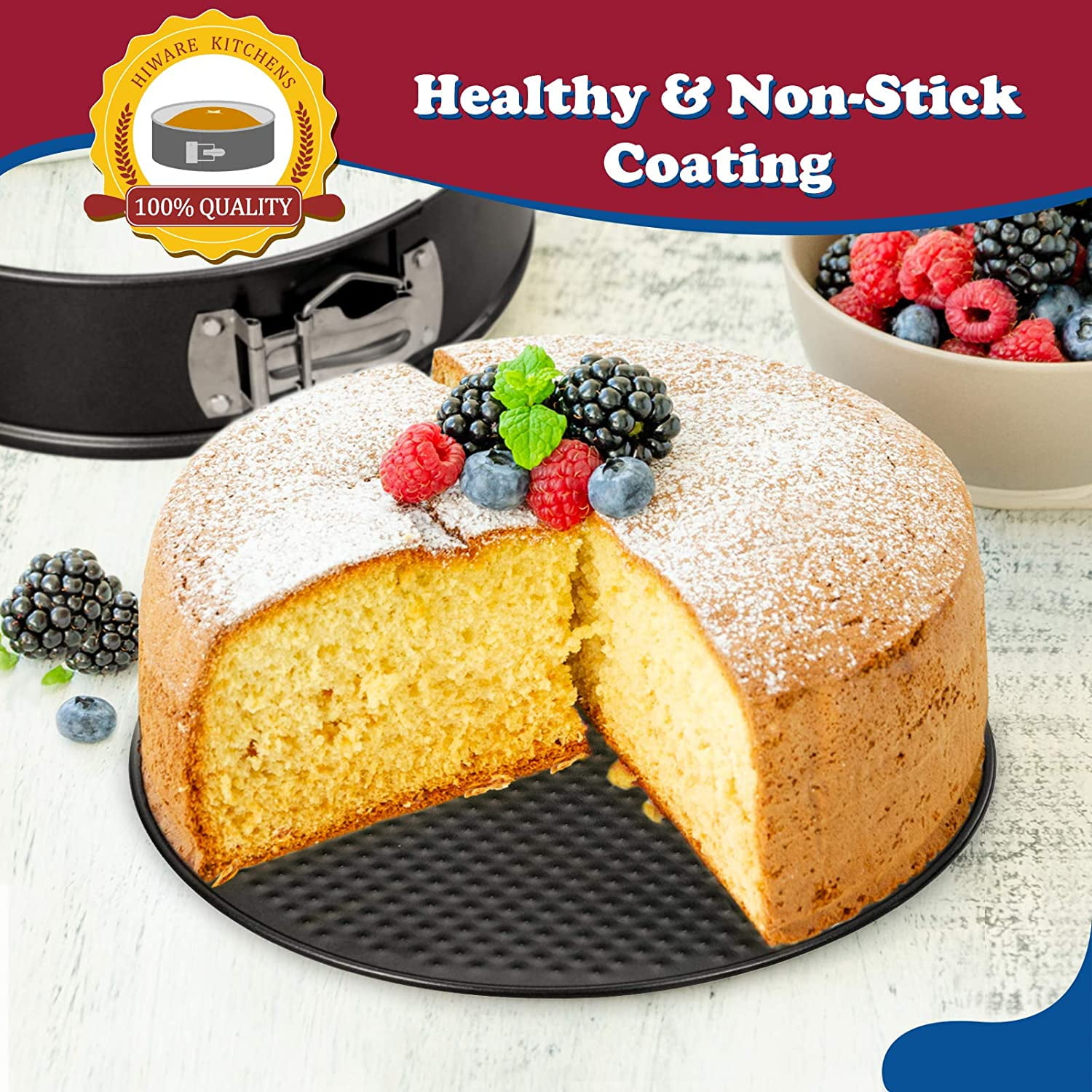 Webake Springform Pan 10 inch Nonstick Leakproof Cheesecake Pan with Loose Removable Bottom Round Cake Mold for Baking