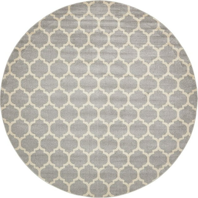 Unique Loom Treillis Tapis Design Treillis 12' 2 x 12' 2 Rond Gris Clair / Beige