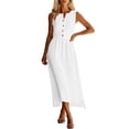 thumbnail image 2 of ClodeEU Women's V Neck Sleeveless Maxi Dress with Button,Casual Flowy Beach Dress Sundress White,Womens Plus XL, 2 of 8