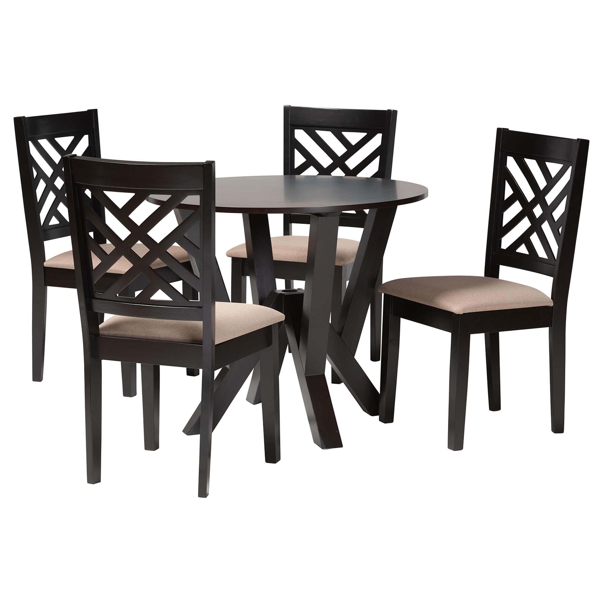 Baxton Studio Elise Modern Dining Set, 5-Piece, Dark Brown