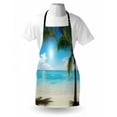 thumbnail image 3 of Tropical Beach Apron Coconut Palm Trees Shadows On Caribbean Shore Summer Plants Idyllic, Unisex Kitchen Bib Apron with Adjustable Neck for Cooking Baking Gardening, Aqua Coconut Green, by Ambesonne, 3 of 3