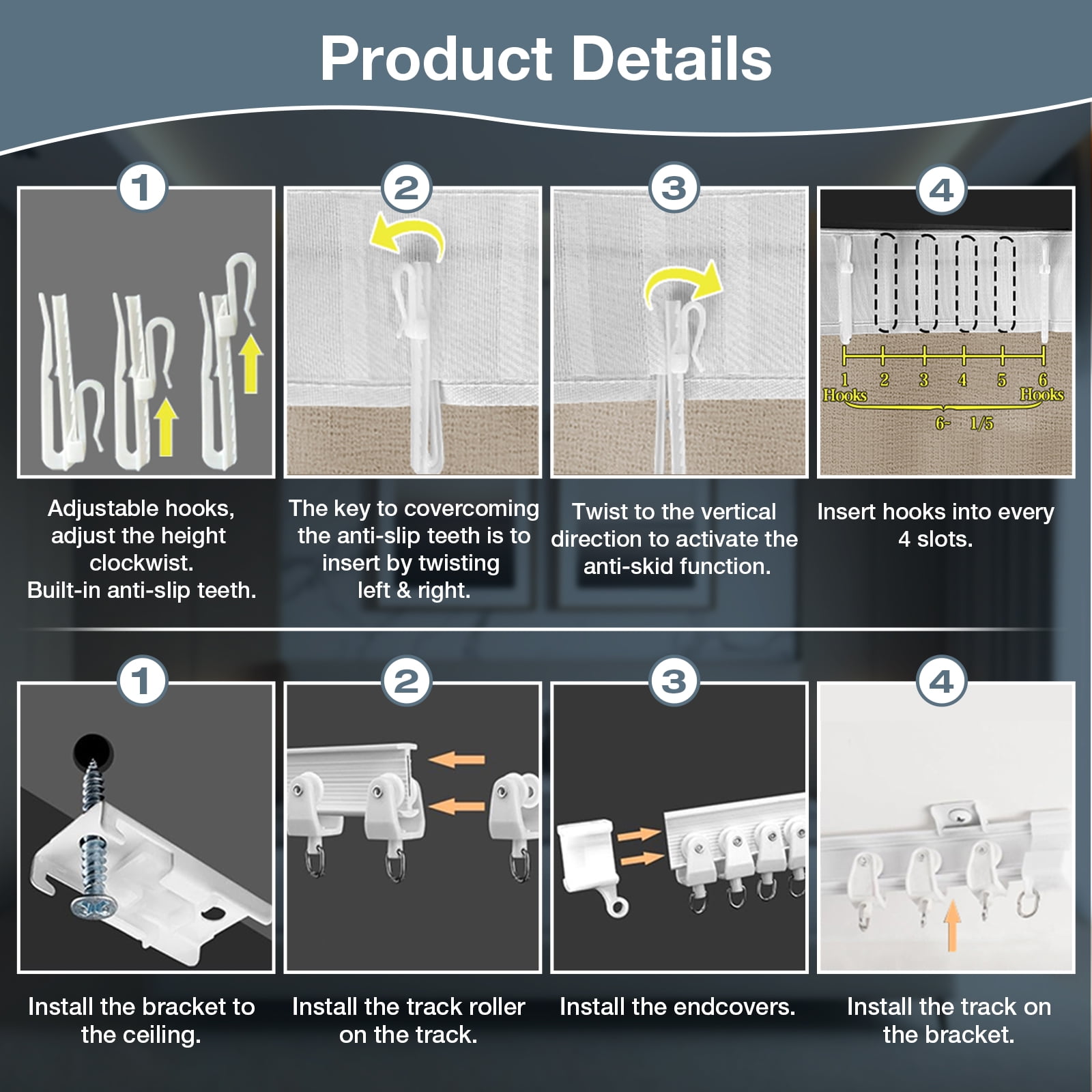 DONGPAI Room Divider Curtains Blackout Privacy Curtain Flexible Ceiling Track Thermal Insulated Noise Reduction Curtains for Living Room Bedroom Partition Separator, 1 Panel, Khaki, 100"x 96"
