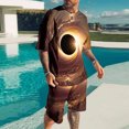 thumbnail image 2 of toraway Men's Suits Coupe Moderne Mode Men's Suit 2 Pcs Imprimé Hawaiiss T-Shirt Court + Shorts Style Rue 3 L, 2 of 4