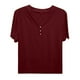 thumbnail image 5 of Camiseta informal de color liso con cuello en V y botones - Cierre clásico con botones, cuello en V versátil, transpirable, 5 of 6