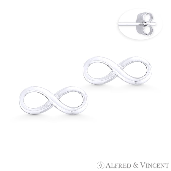 Infinity / Figure 8 Luck Charm Stud Earrings in Oxidized .925 Sterling Silver