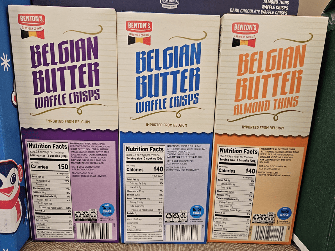 Benton’s Belgian Butter Waffle Crisps & Almonds Thins 3.52oz 100g (3 Boxes)