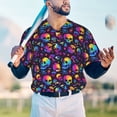 thumbnail image 5 of Rateoe mushroom rainbow color Skull Pattern Men’s Baseball Short Sleeve Polo Shirt, Midweight Men's Shirt Golf Shirt Polo Shirts Quick Dry Short-X-Large, 5 of 7