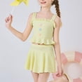 thumbnail image 5 of Cowsor 12-15 Years Girls Two Piece Swimsuit Solid Color Fresh Style Bathing Suit Modest Swimwear Set for Summer Beach Pool Vacation, 5 of 6