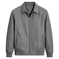 thumbnail image 2 of Fnooota Men's Bomber Jackets, Lapel Collar Zip up Long Sleeve Lightweight&nbsp; Outerwear for Spring Fall Gray Size L, 2 of 6