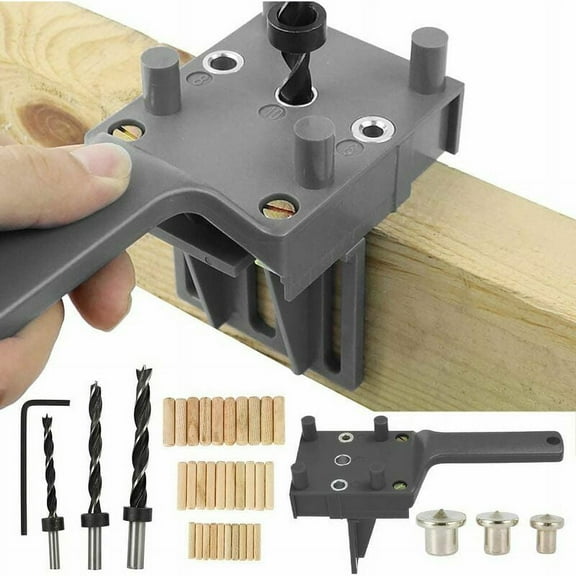 41 Pcs Dowel Drilling Jigs Dowel Drilling Jig Kit Straight Hole Carpentry Dowel Jig With 6/8/10Mm Dowel Centerer For Hand Wood Dowel (Grey)