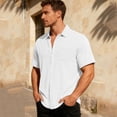 thumbnail image 5 of Kixjoy Short Sleeve Shirts for Men Big and Tall Button Down Spring T Shirts Casual Collared Dress Shirts Basic Fashion Cozy Sweater with Pockets, White M, 5 of 5