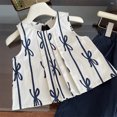 thumbnail image 2 of Conjunto de ropa de verano para niña, camisa de muñeca sin mangas, pantalones cortos, 2 uds., chaleco de moda coreano para niños, traje para niña, 2 of 6