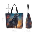 thumbnail image 5 of Pofeuu Moonlit Night Sky Wolf Print Reusable Grocery Bags - Washable, Foldable, Packable Tote, Large Handles, Heavy Duty, Zippered Top Pouch, 5 of 8