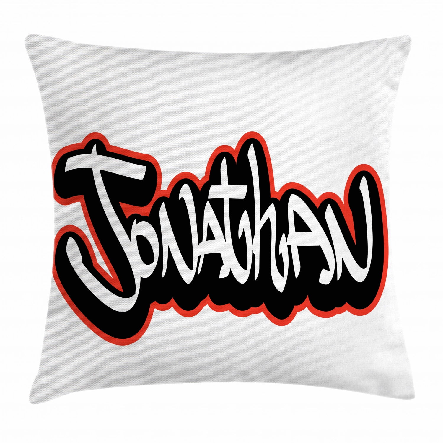 Jonathan Throw Pillow Cushion Cover, Teenage Boys Name Graffito Urban