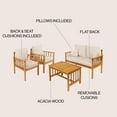 thumbnail image 4 of Everly 4-Piece Modern Cottage Acacia Wood Outdoor Patio Set with Cushions and Tropical Decorative Pillows, Beige/Teak Brown, 4 of 6