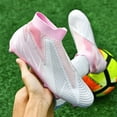 thumbnail image 4 of CERYTHRINA Men’s Athletic Soccer Cleats Laceless Boys Outdoor Football Competition Shoes Soft Touch Pink 45, 4 of 8
