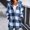 Blue, variant on Dark Green Women's Plush Zip Up Long Coat, Loose Long Sleeve Plaid Hooded Zipper Fleece Jacket XL