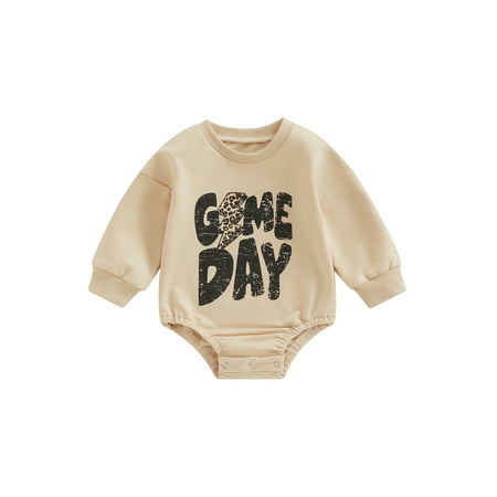 

Newborn Infant Baby Boy Girl Sweatshirt Romper On Sundays We Watch Football with Daddy Bodysuit Fall Outfit