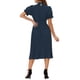 thumbnail image 3 of INSPIRE CHIC Vestido A-Line con Cuello Rizado de Manga Corta Retro XL Azul Oscuro, 3 of 6