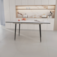 thumbnail image 6 of 47"-63" Expandable MDF Square White Marble Pattern Dining Table with Tapered Black Metal Legs for US Homes, 6 of 13