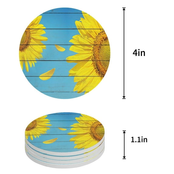 FMSHPON Gray and White Stripe Set of 4 Round Coaster for Drinks, Absorbent Ceramic Stone Coasters Cup Mat with Cork Base for Home Kitchen Room Coffee Table Bar Decor