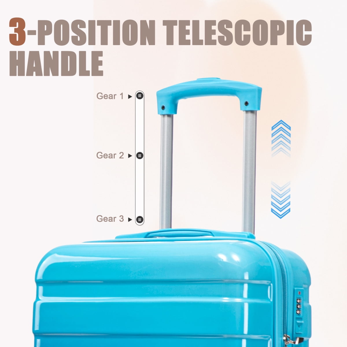 14"/20" 2 pcs/set Carry on Luggage with Spinner Wheels, Hardshell Suitcases with Gradient Color and Combination Lock, Checked Luggage for Travel Men and Women