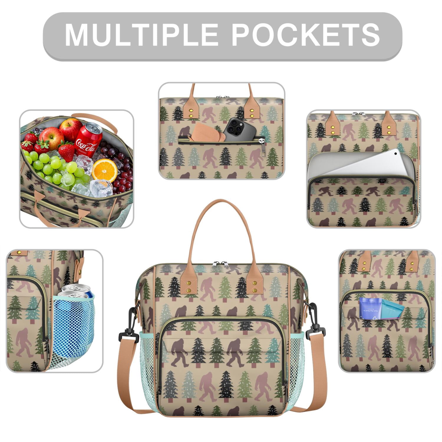 Bigfoot Insulated Lunch Bag – Funny Sasquatch Footprint Design Large Lunch Box, Leakproof Cooler Tote for Outdoor Hiking, Camping, or Office Lunches