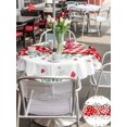 thumbnail image 4 of Outdoor Tablecloth with Umbrella Hole and Zipper, Valentine's Day Round Table Cloth 54 Inch Waterproof Tablecloth, Red Striped Love Heart Eucalyptus Leaves Picnic Table Cover for Patio Camping, 4 of 7