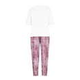 thumbnail image 5 of Jacenvly 2024 Two-Piece Sets Women's Women Fashion Print Casual Loose Fitting Round Neck Short Sleeve Top Pants Two-Piece Set New and Trending Pink, 5 of 8